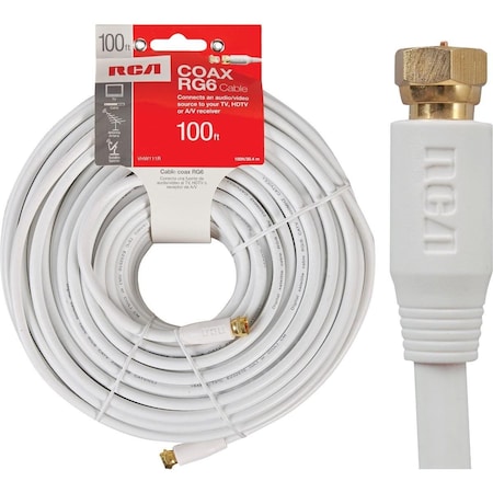 Rca 100 Ft. White Digital RG6 Coaxial Cable VHW111R